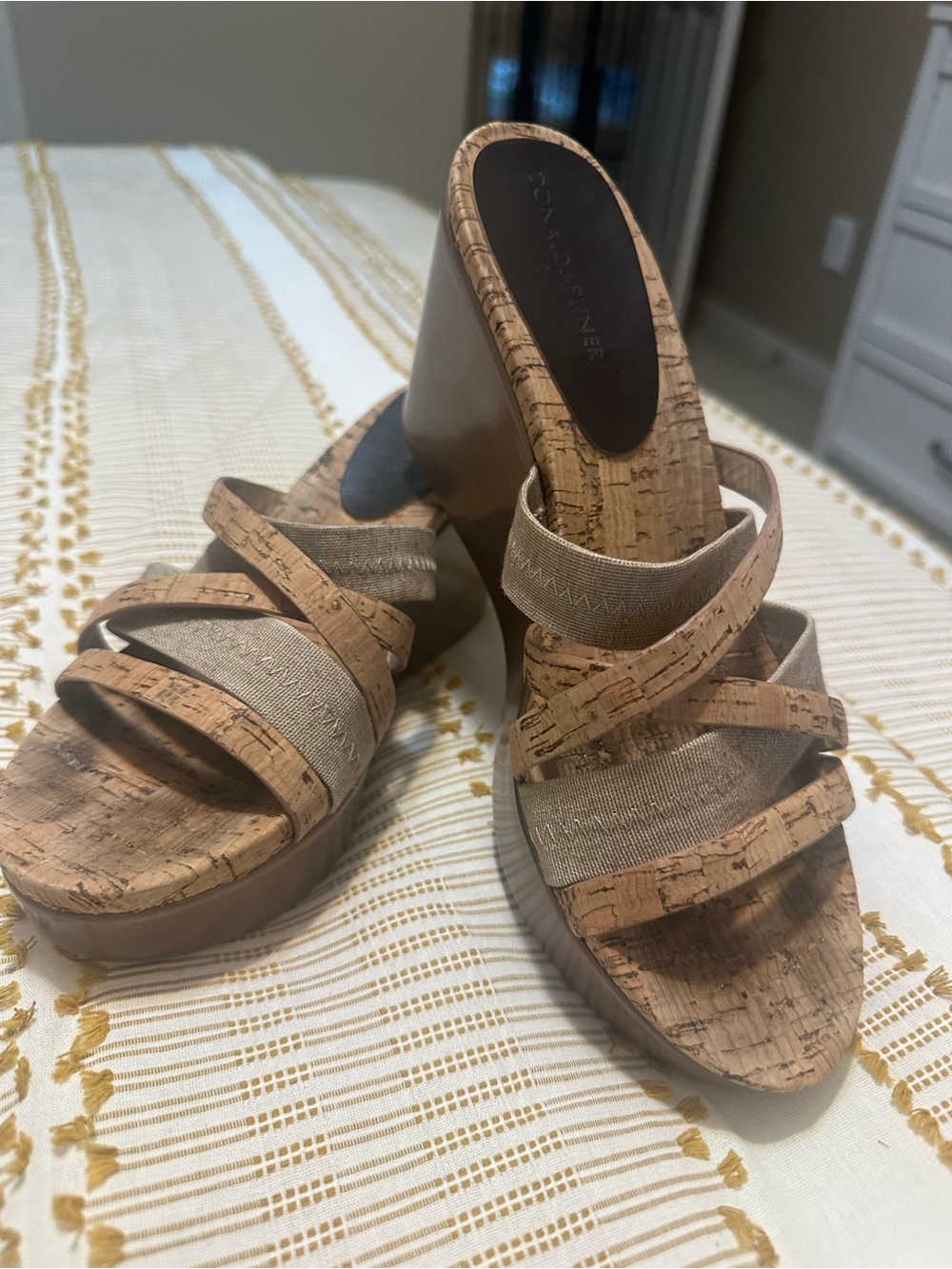 Donald Pliner Cork Wedge Slide Sandals -